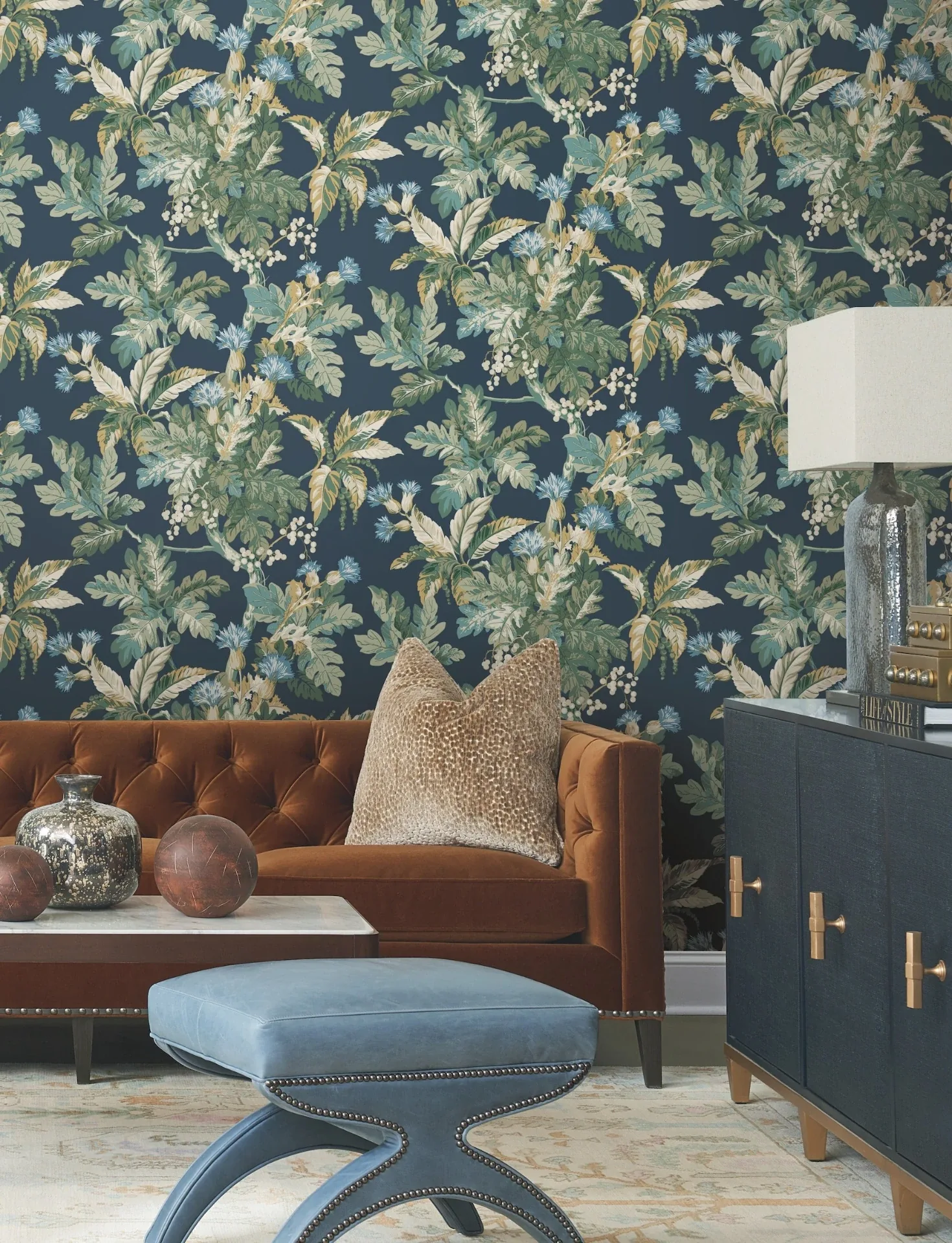 York Designer Series Briarwood Navy Wallpaper - SKU GT4523