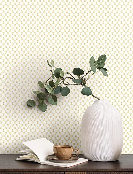York Designer Series Brioni Butter Floral Stamp Wallpaper - SKU VP1392