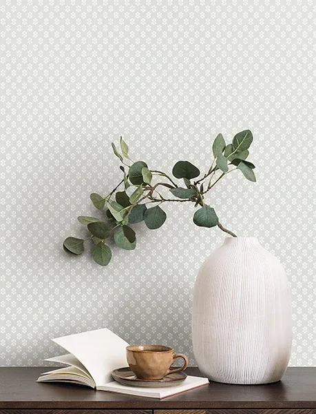 York Designer Series Brioni Grey Floral Stamp Wallpaper - SKU VP1395