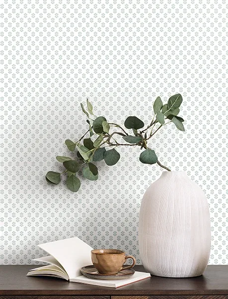 York Designer Series Brioni Light Blue Floral Stamp Wallpaper - SKU VP1391