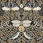 York Designer Series Butterfly Garden Black Metallic Wallpaper - SKU AC9162