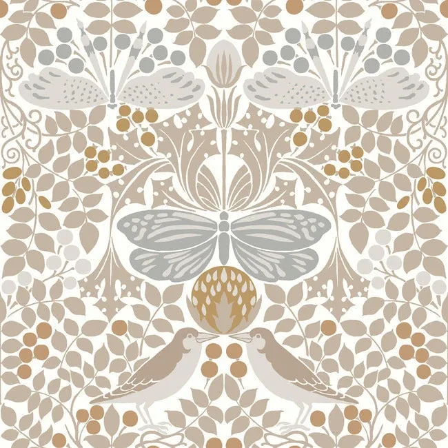 York Designer Series Butterfly Garden White Wallpaper - SKU AC9163