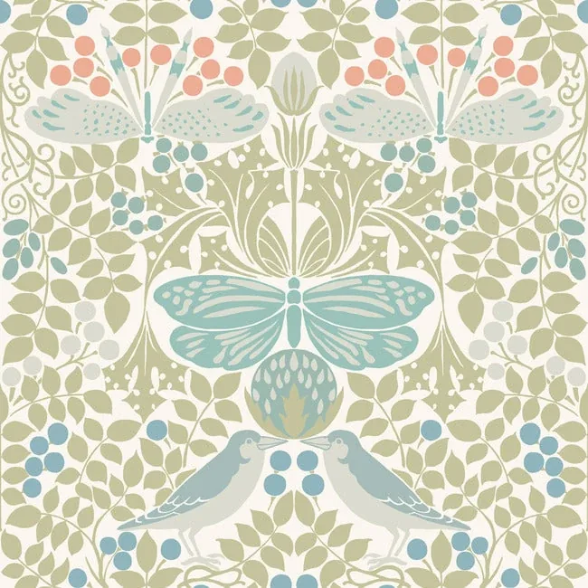 York Designer Series Butterly Garden Green & Blue Wallpaper - SKU AC9164