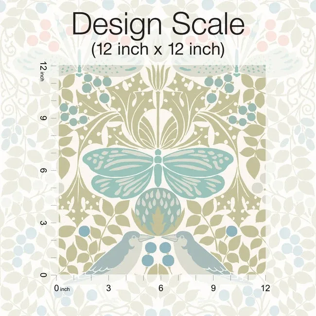 York Designer Series Butterly Garden Green & Blue Wallpaper - SKU AC9164