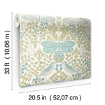 York Designer Series Butterly Garden Green & Blue Wallpaper - SKU AC9164