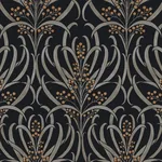 York Designer Series Calluna Black & Gold Metallic Wallpaper - SKU AC9145