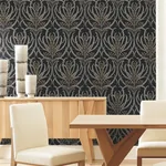 York Designer Series Calluna Black & Gold Metallic Wallpaper - SKU AC9145