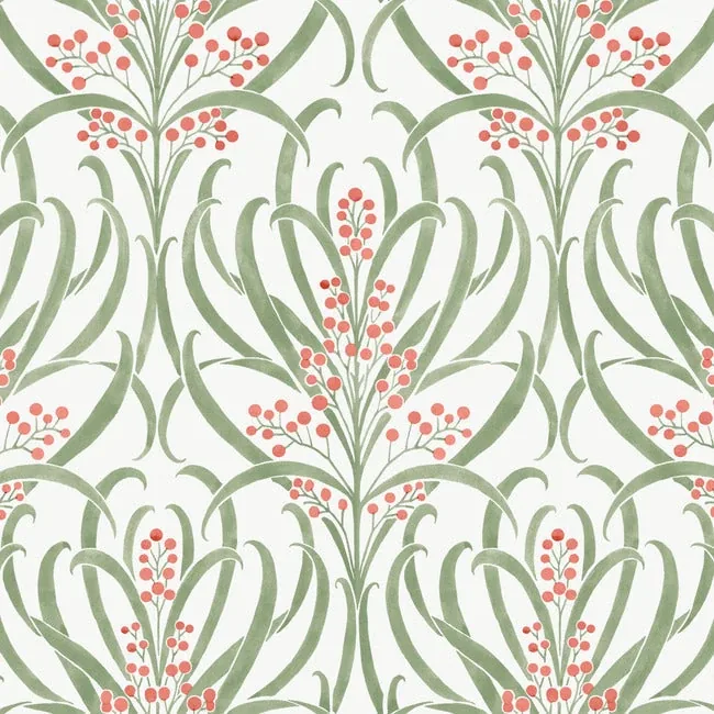 AC9141 | Calluna White & Berry Metallic Wallpaper