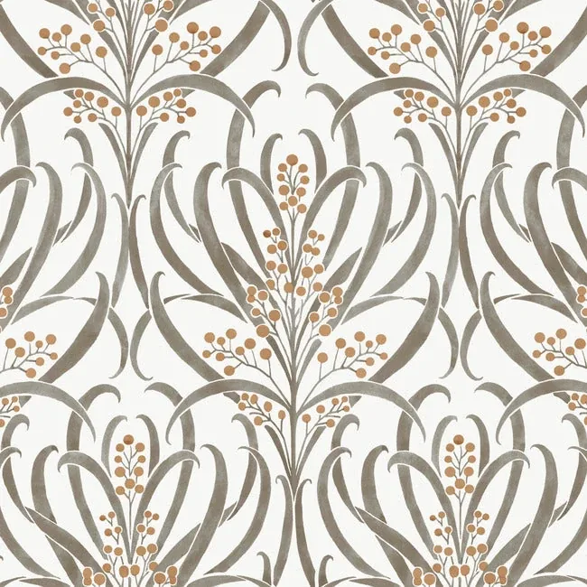 York Designer Series Calluna White & Taupe Metallic Wallpaper - SKU AC9142