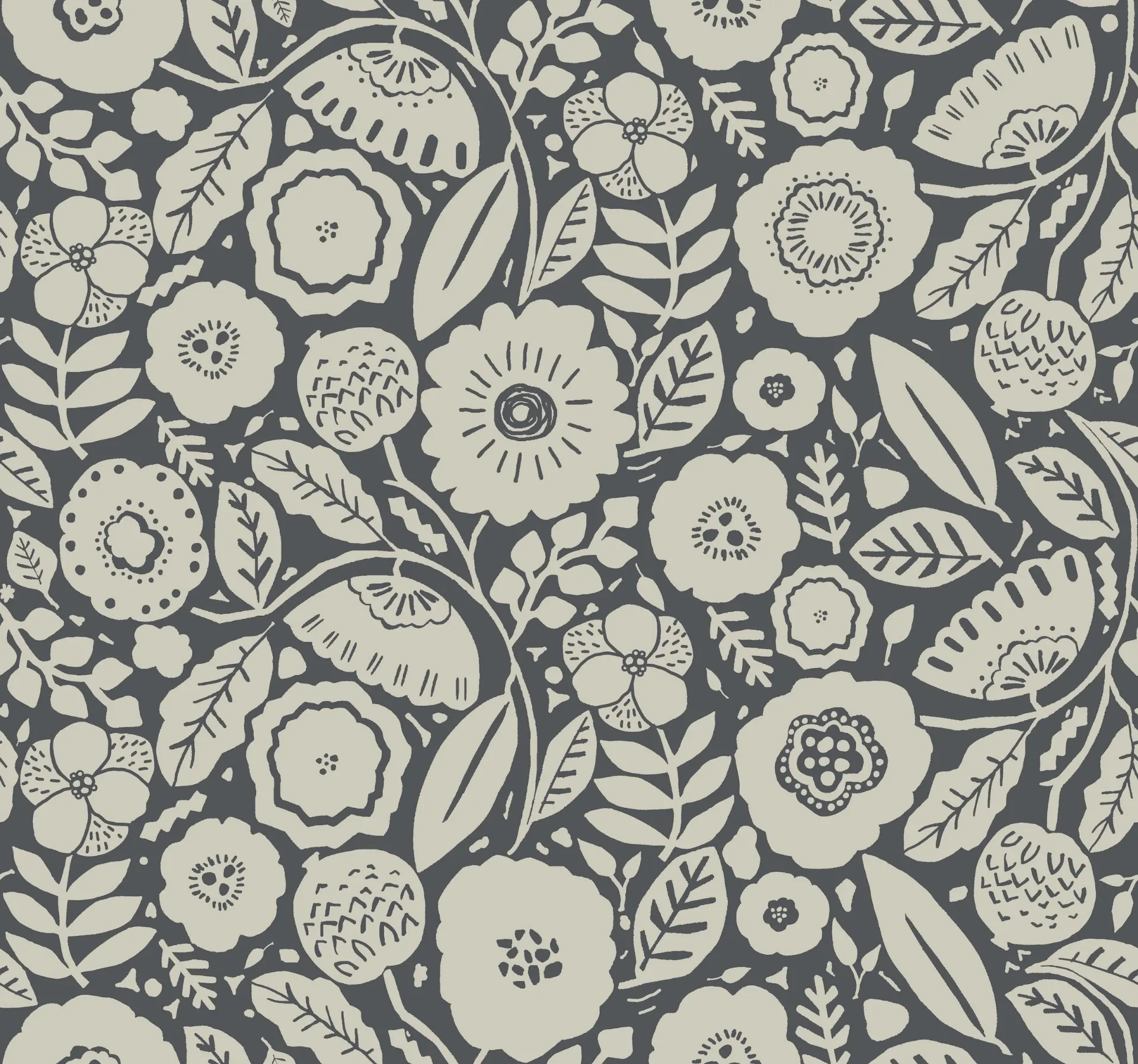 LM5395 | Camille Blossom Charcoal Wallpaper