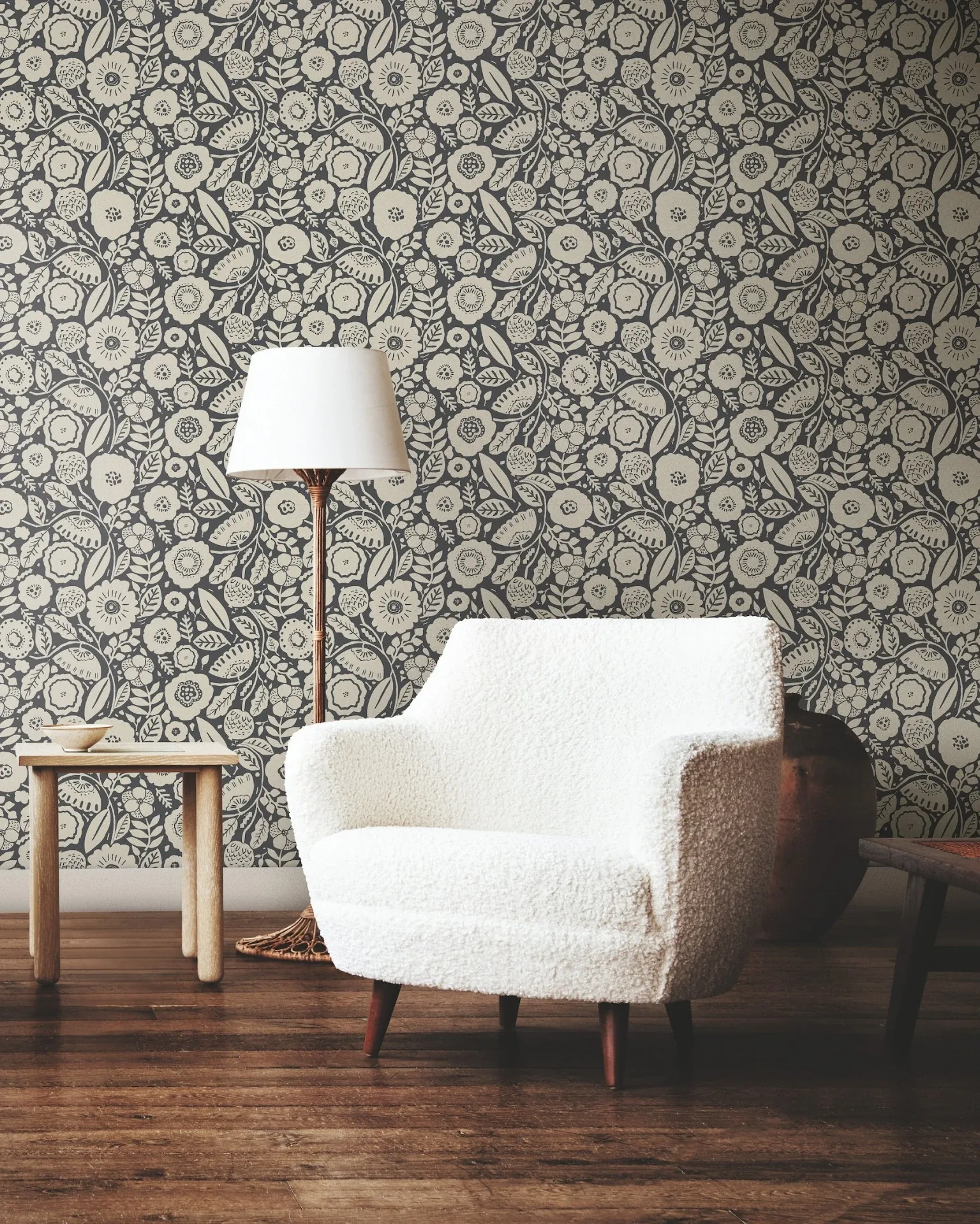 York Designer Series Camille Blossom Charcoal Wallpaper - SKU LM5395