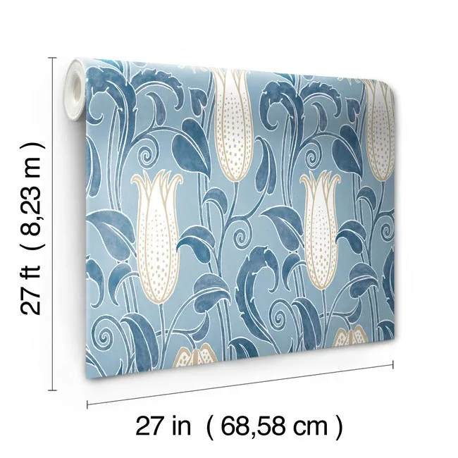 York Designer Series Canterbury Bells Blue Wallpaper - SKU AC9205
