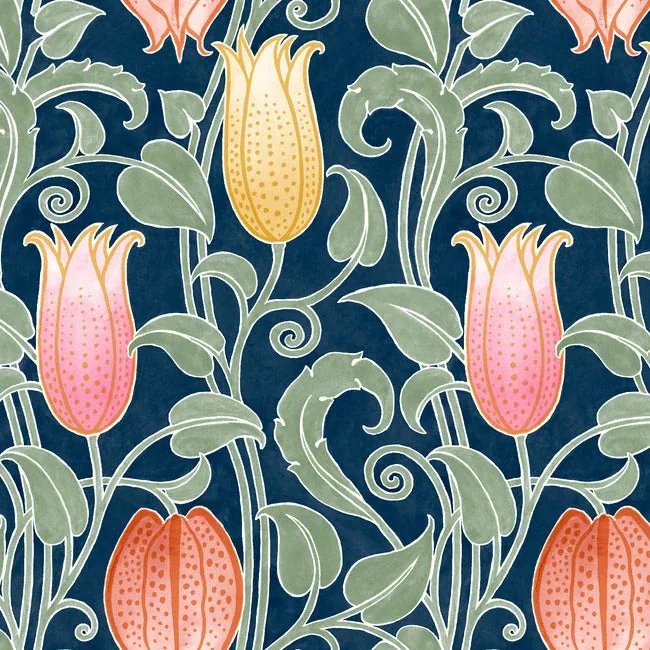 AC9203 | Canterbury Bells Navy Wallpaper