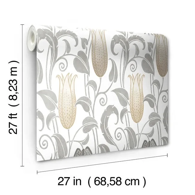 York Designer Series Canterbury Bells Neutral Wallpaper - SKU AC9204