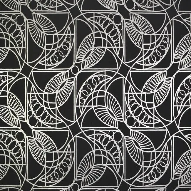 NW3528 | Cartouche Black & Silver Wallpaper