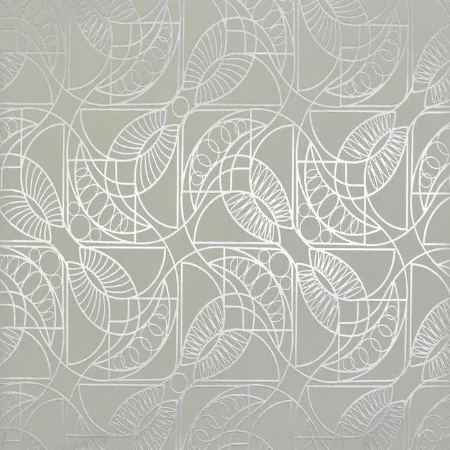 York Designer Series Cartouche White & Silver Wallpaper - SKU NW3524