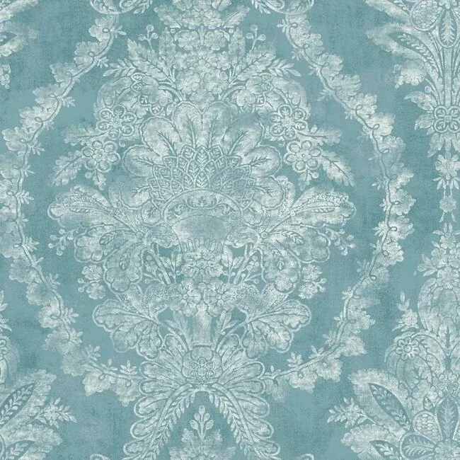 KT2213 | Charleston Damask Blue Wallpaper