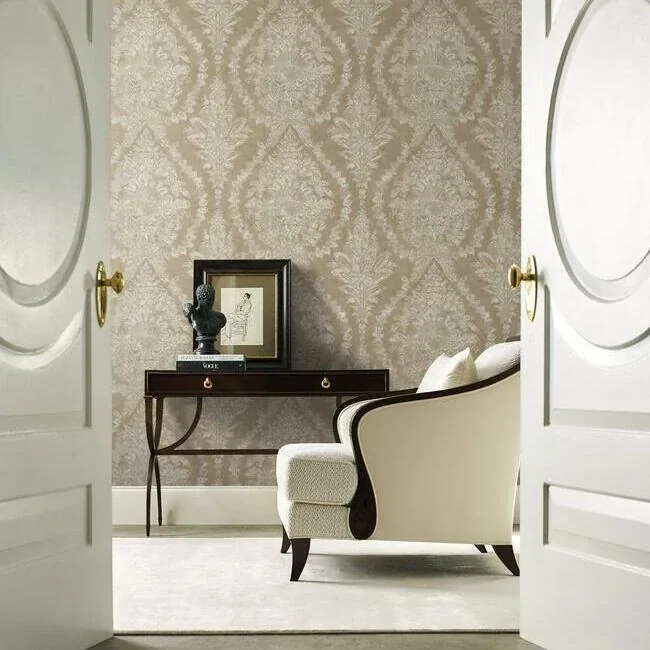York Designer Series Charleston Damask Bronze Wallpaper - SKU KT2217