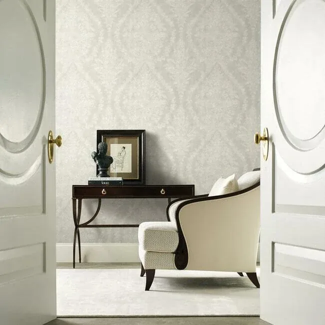 York Designer Series Charleston Damask Cream Wallpaper - SKU KT2214
