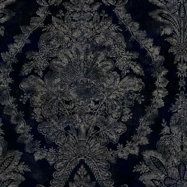 KT2215 | Charleston Damask Navy Wallpaper