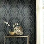 York Designer Series Charleston Damask Navy Wallpaper - SKU KT2215