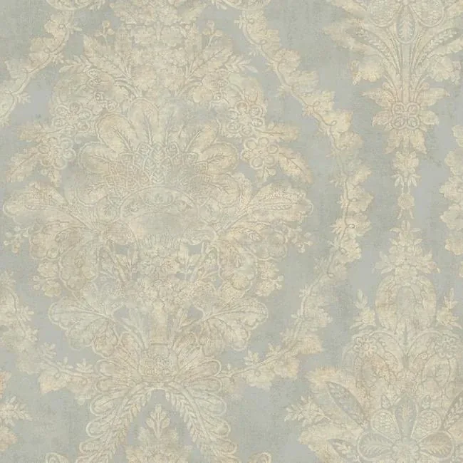 PM9309 | Charleston Damask Silver Wallpaper