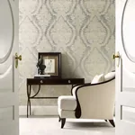 York Designer Series Charleston Damask Silver Wallpaper - SKU PM9309