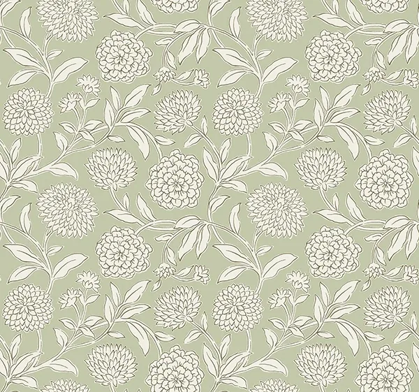 VP1362 | Chatsworth Garden Light Green Floral Trail Wallpaper