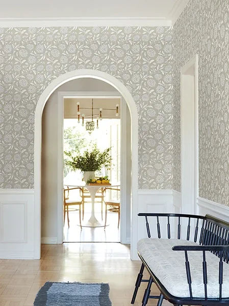 York Designer Series Chatsworth Garden Taupe Floral Trail Wallpaper - SKU VP1363