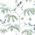 York Designer Series Cillian Blue Botanical Bird Trail Wallpaper - SKU LL3249