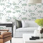 York Designer Series Cillian Blue Botanical Bird Trail Wallpaper - SKU LL3249