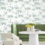 York Designer Series Cillian Blue Botanical Bird Trail Wallpaper - SKU LL3249
