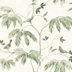 York Designer Series Cillian Dark Green Botanical Bird Trail Wallpaper - SKU LL3251