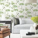 York Designer Series Cillian Green Botanical Bird Trail Wallpaper - SKU LL3250
