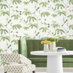York Designer Series Cillian Green Botanical Bird Trail Wallpaper - SKU LL3250