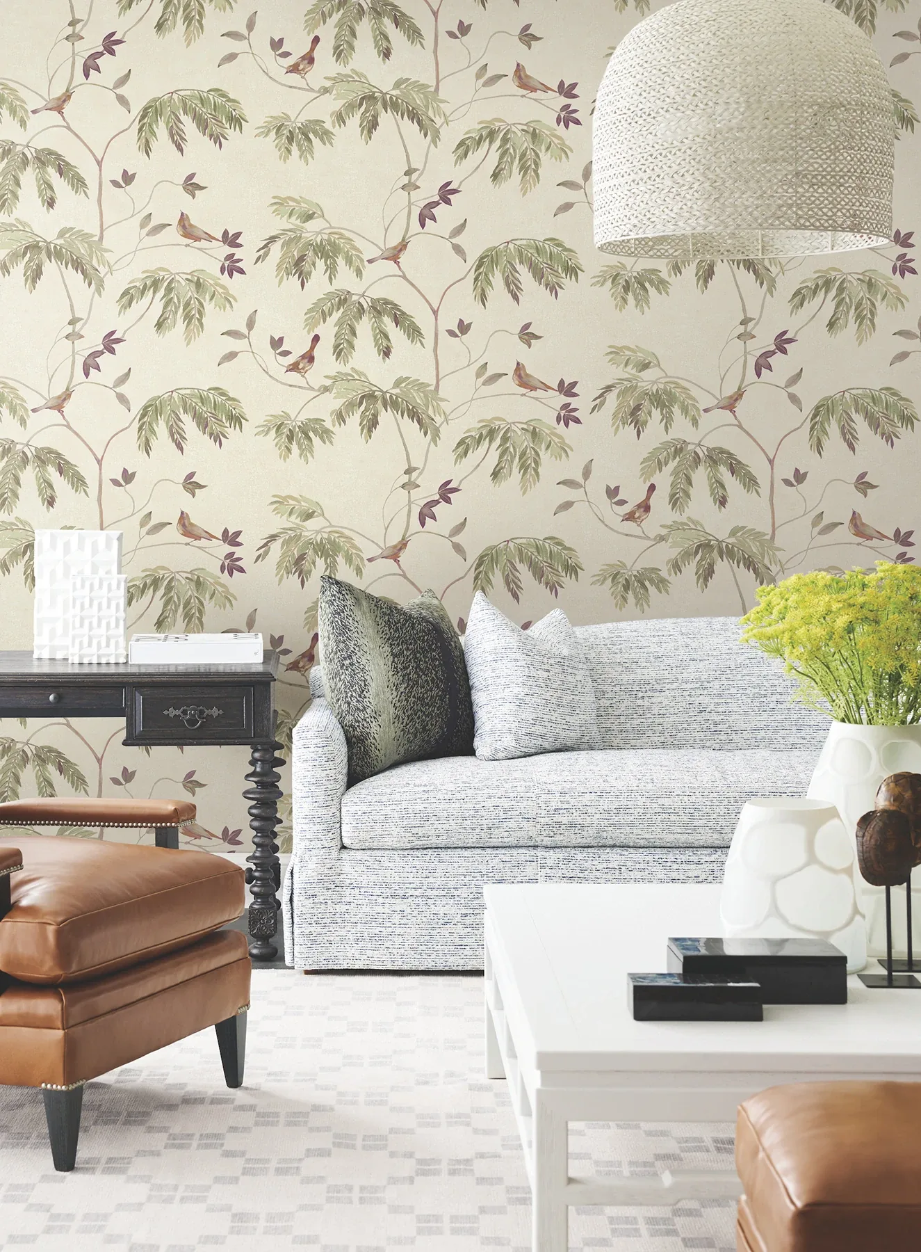 York Designer Series Cillian Plum Botanical Bird Trail Wallpaper - SKU LL3248