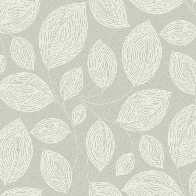 EV3921 | Contoured Leaves Green Wallpaper