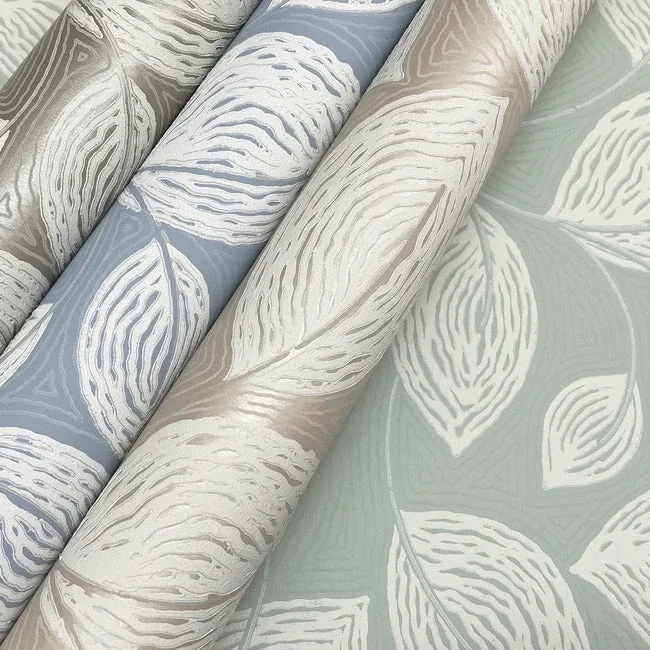 York Designer Series Contoured Leaves Taupe Wallpaper - SKU EV3922
