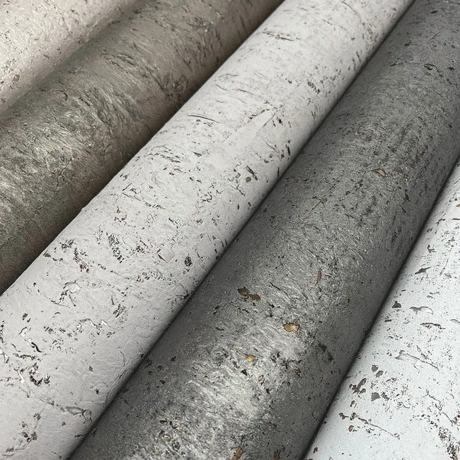 York Designer Series Cork Pale Grey & Silver Wallpaper - SKU EV3901