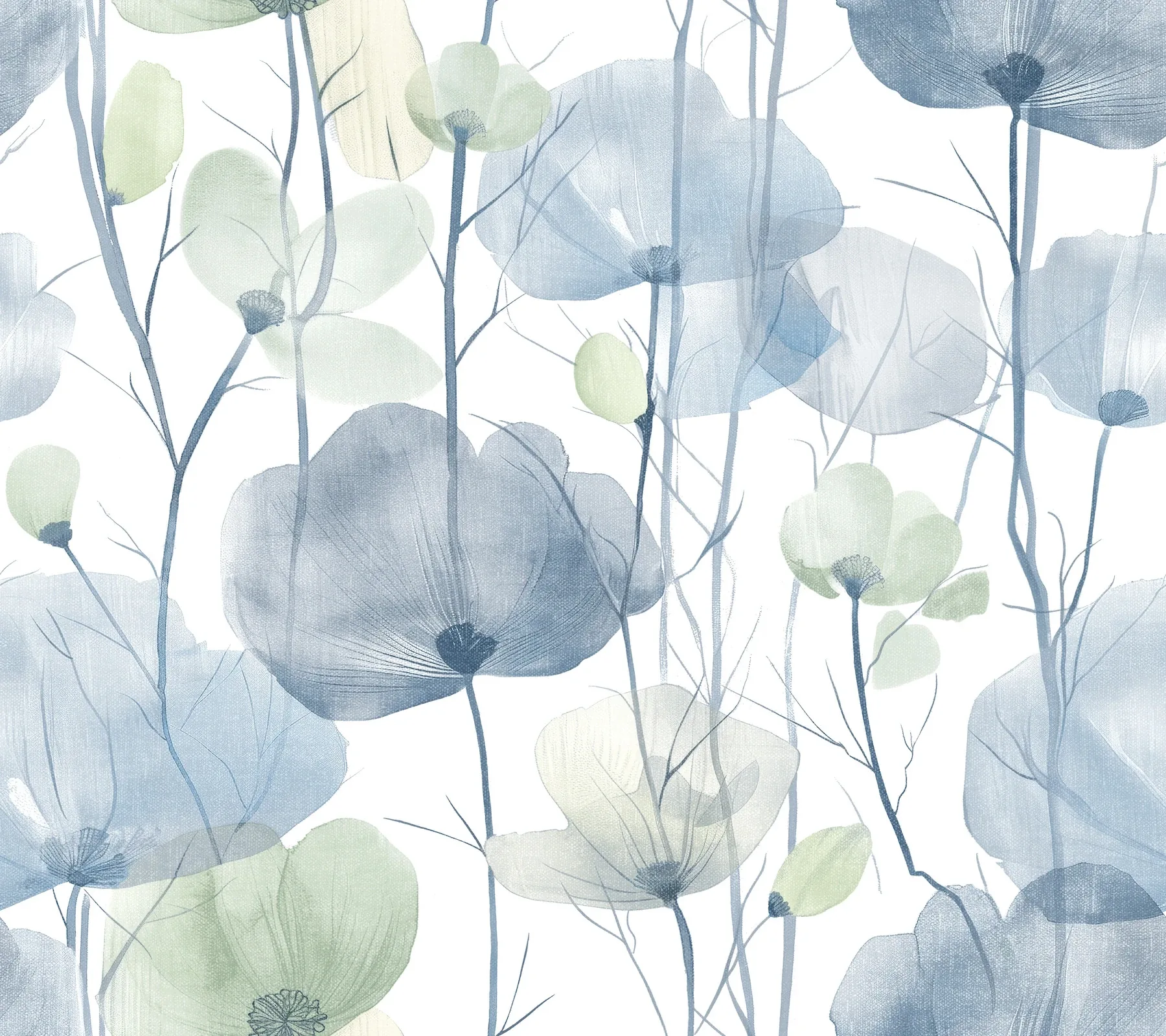 York Designer Series Cotswolds Poppies Blue Floral Wallpaper - SKU VR1535