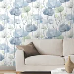 York Designer Series Cotswolds Poppies Blue Floral Wallpaper - SKU VR1535