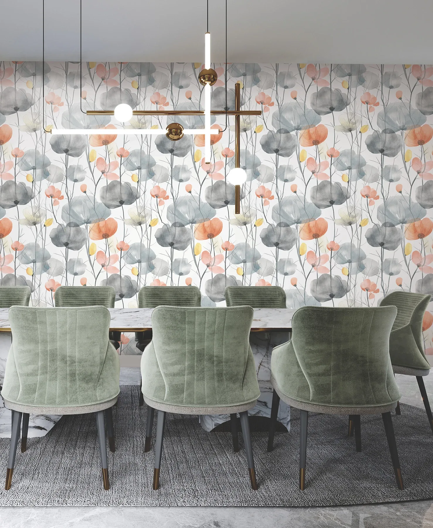 York Designer Series Cotswolds Poppies Coral Floral Wallpaper - SKU VR1537