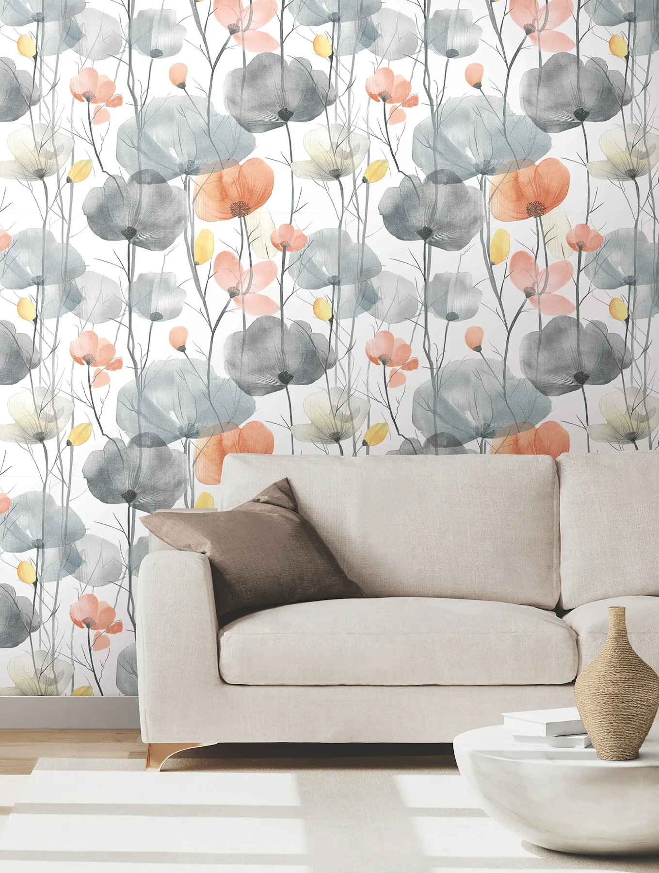 York Designer Series Cotswolds Poppies Coral Floral Wallpaper - SKU VR1537
