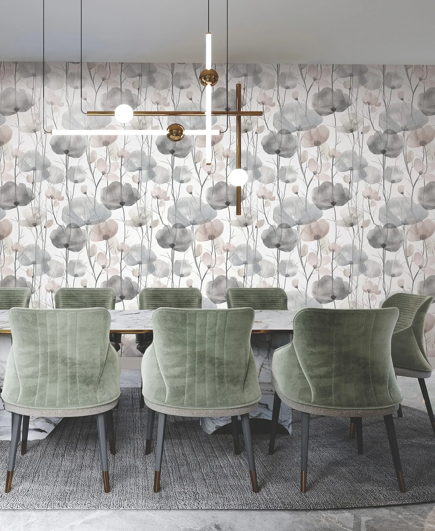 York Designer Series Cotswolds Poppies Grey Floral Wallpaper - SKU VR1534