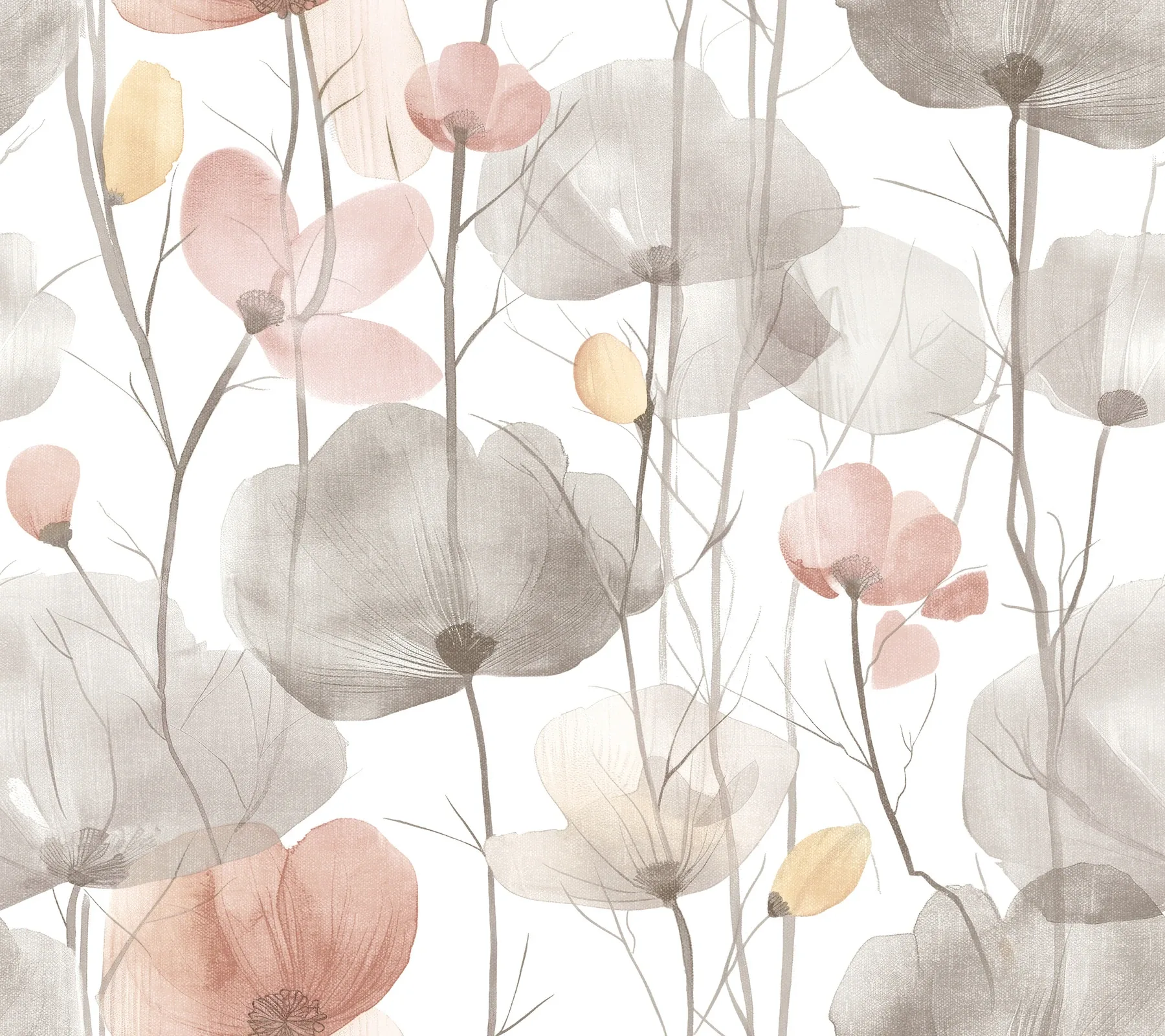 VR1538 | Cotswolds Poppies Pastel Floral Wallpaper