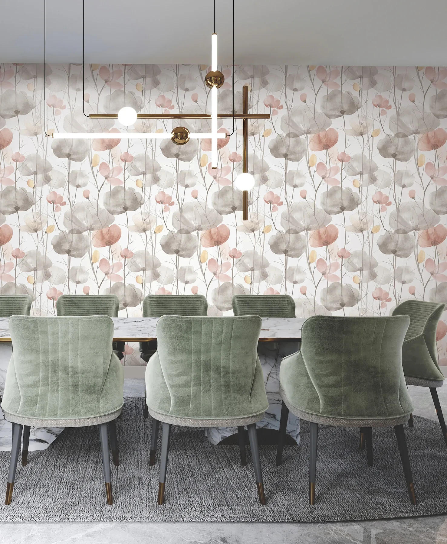 York Designer Series Cotswolds Poppies Pastel Floral Wallpaper - SKU VR1538