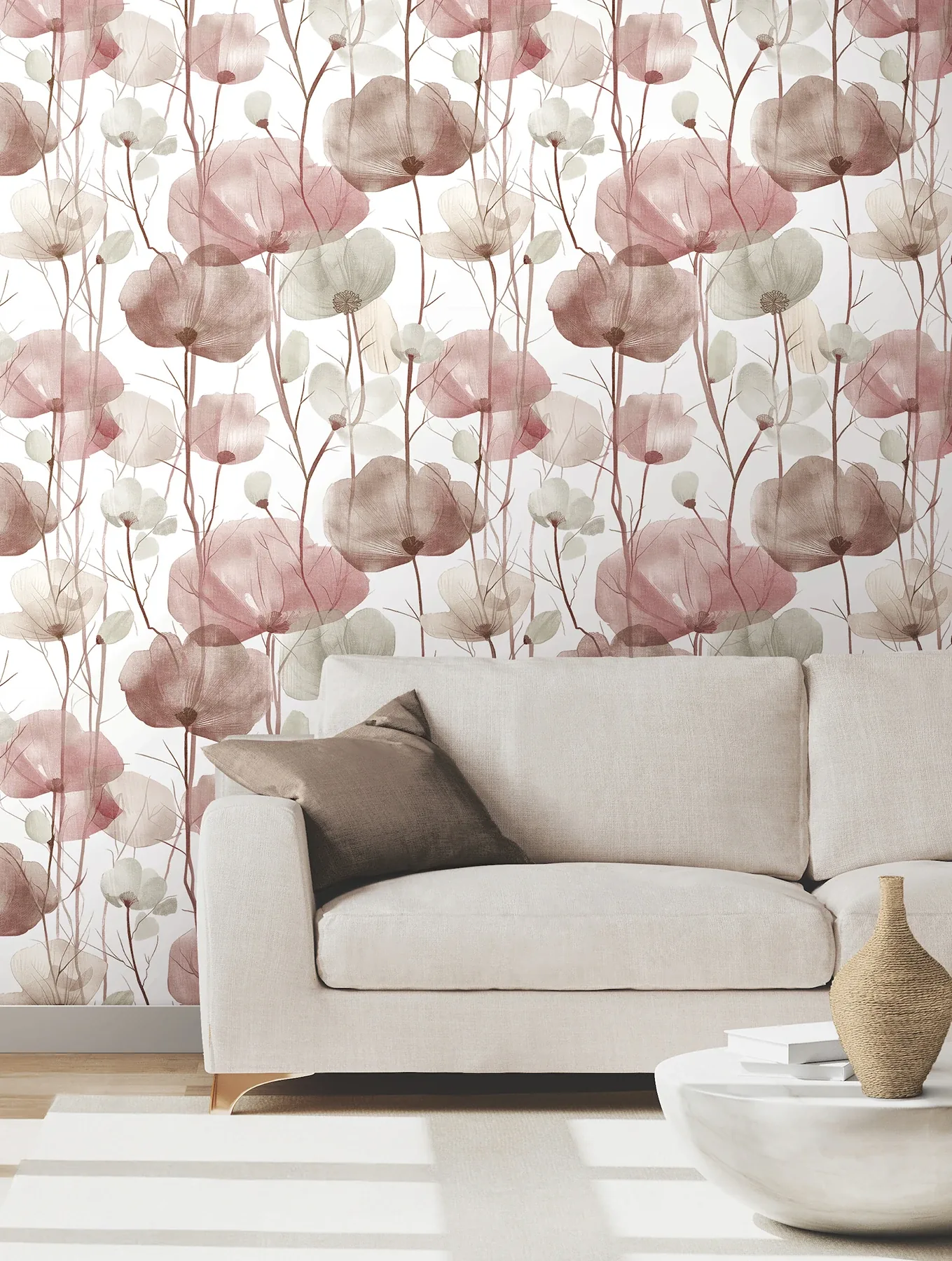 York Designer Series Cotswolds Poppies Red Floral Wallpaper - SKU VR1536