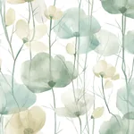 York Designer Series Cotswolds Poppies Turquoise Floral Wallpaper - SKU VR1539