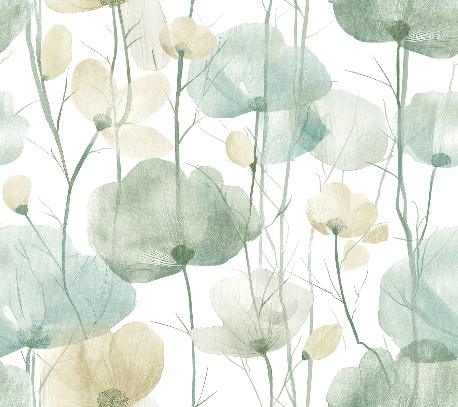 VR1539 | Cotswolds Poppies Turquoise Floral Wallpaper