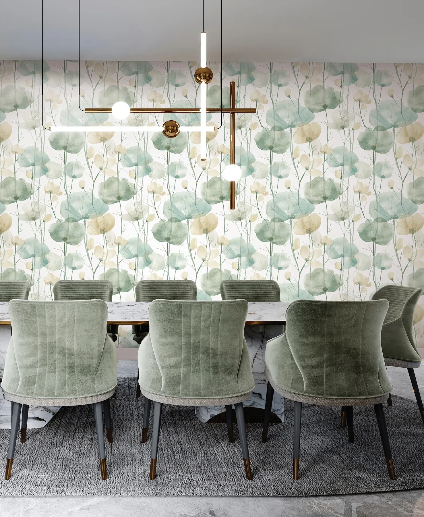 York Designer Series Cotswolds Poppies Turquoise Floral Wallpaper - SKU VR1539